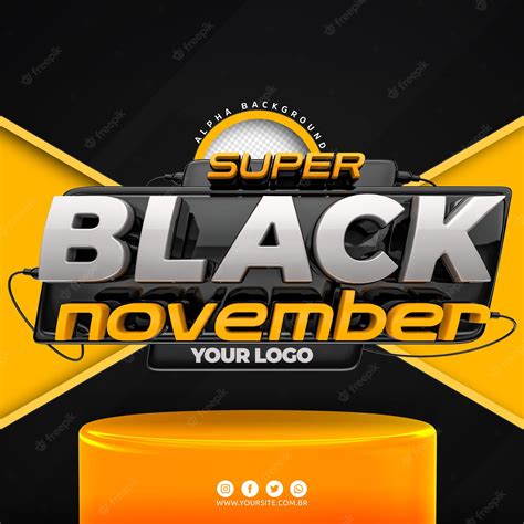 Premium PSD | Black November logo 3d for composition