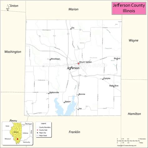 Jefferson County Map, Illinois - Where is Located, Cities, Population, Highways & Facts