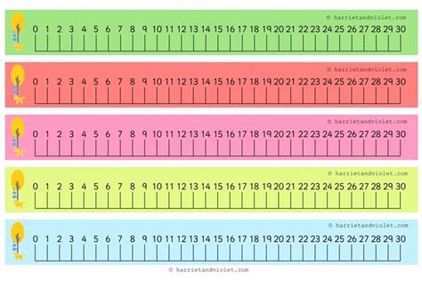 Woodland Number Line (numberline) 0-30 with guidelines - Printable ...