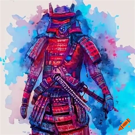 Stylized cyberpunk samurai artwork