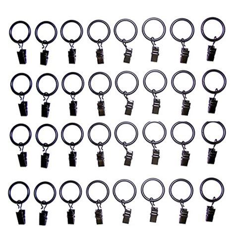 33-pack Black Matte Metal Curtain Rings with Clips (1″) – Includes 1 ...