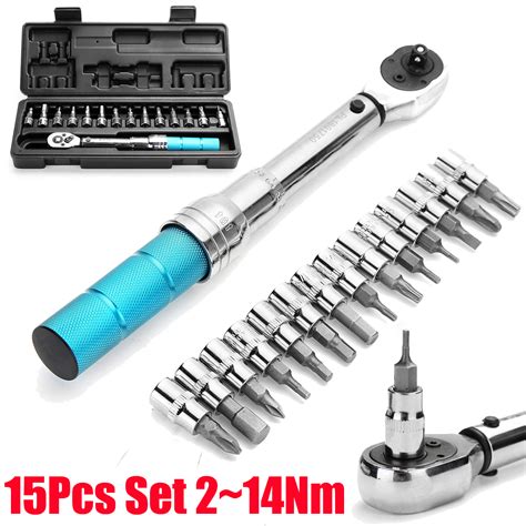 15pcs torque wrench allen key tool screwdriver drive socket bit set ...