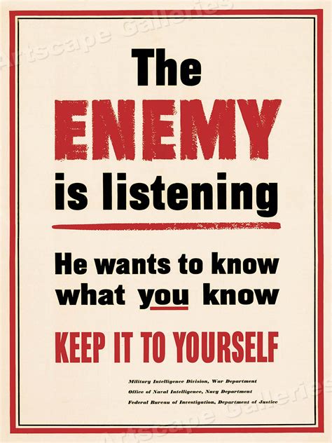 Espionage! "The Enemy is Listening" WW2 Vintage Style Spy Poster - 24x32 | eBay