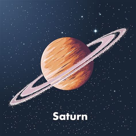 Hand drawn sketch of planet saturn in color, against a background of space. | Premium Vector