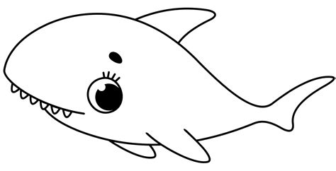 Cute shark coloring page - free and printable