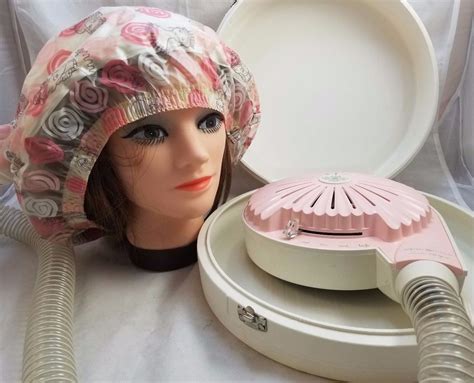 Vtg 50s 60s GENERAL ELECTRIC Pink Ladies Bonnet Hair Dryer in Round ...