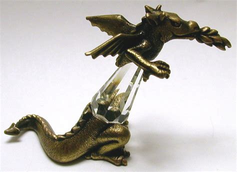 Crystal Dragon Figurine - Antique Gold Tone Dragon Miniature – Bjcrystals