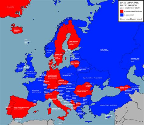 Social democratic parties in Europe 2020 : MapPorn