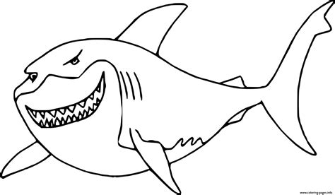 Smiling Great White Shark Coloring page Printable