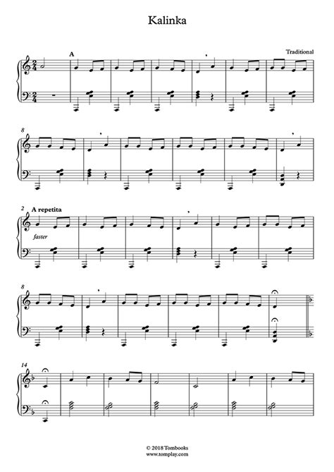 Kalinka (Traditional) - Piano Sheet Music