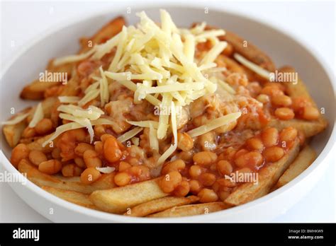 Baked Beans Cheese and Chips Stock Photo - Alamy