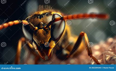 Ultra Macro Wasp Portrait, Detailed Close-up Image of a Wasp Face ...