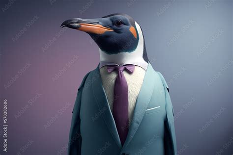 Portrait of a penguin dressed in a formal business suit, character ...