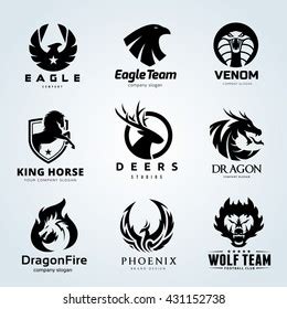 Animal Logo Collection Eagle Venom Horse Stock Vector (Royalty Free ...