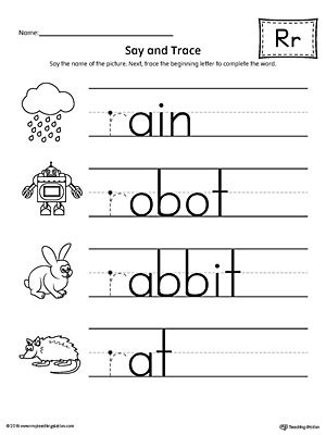 Say and Trace: Letter R Beginning Sound Words Worksheet | MyTeachingStation.com