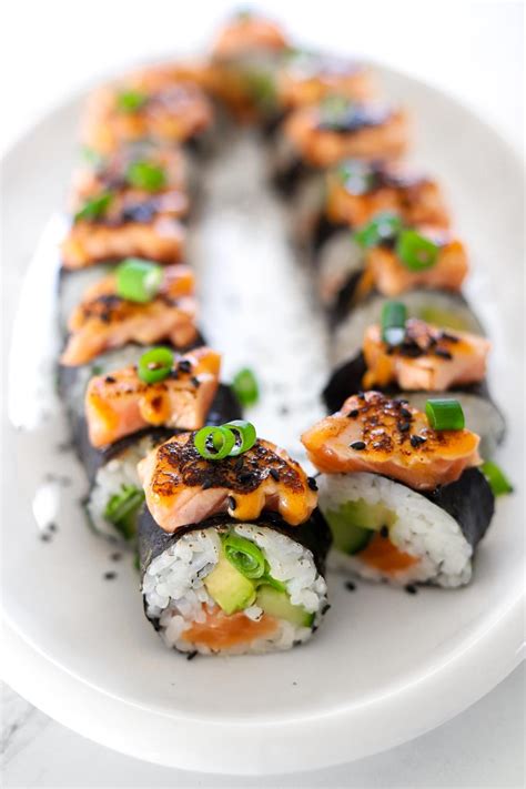 Flaming Salmon Sushi (Torched Sushi Recipe) - Kit's Kitchen