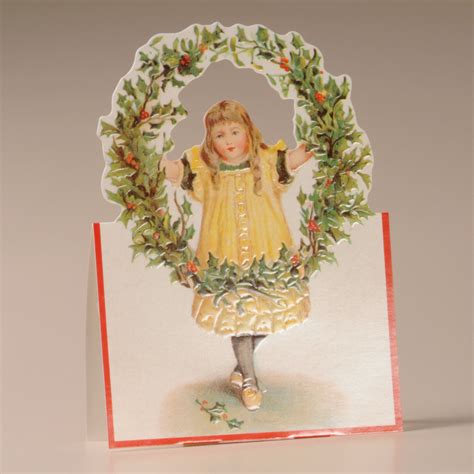 CDC93054: Girl and Holly Wreath Nostalgic Card - Mamelok