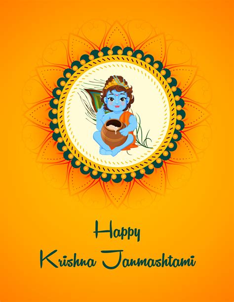 Vector illustration of Happy Shri Krishna Janmashtami background image- free vector - Graphics Pic