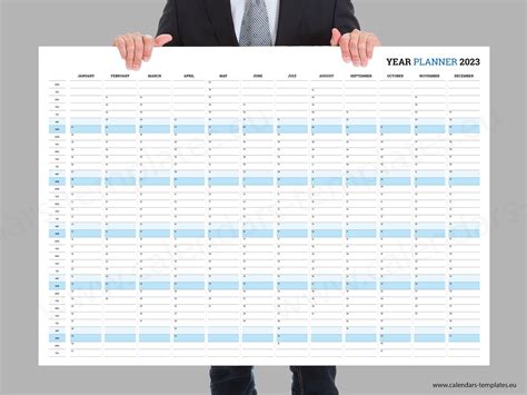 2023 Printable Wall Planner Calendar. Horizontal Large Wall Year ...