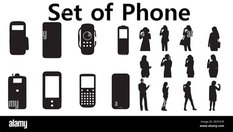 A silhouette set of cell phones with talking with the phone Stock ...