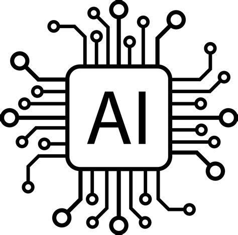 Artificial intelligence AI processor chip vector icon symbol for ...