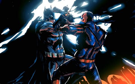 Download 3840x2400 deathstroke and batman, battle, dark, art 4k ...