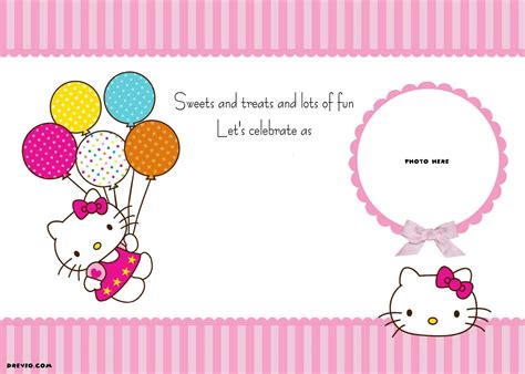 Free Printable Hello Kitty Birthday Party Invitations | Hello kitty birthday invitations, Hello ...