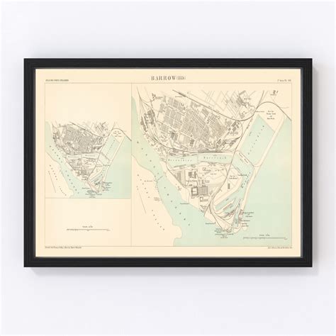 Vintage Map of Barrow, England 1884 by Ted's Vintage Art