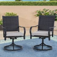 COSCO Outdoor Living Lakewood Ranch Steel and Wicker Dining Chairs with Cushions, 6 Pack, Gray ...