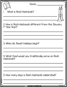 Rosh Hashanah Comprehension Packet and activities by Two Peas in a ...