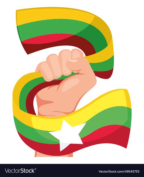 Myanmar independence day flag with fist Royalty Free Vector