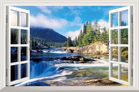 DIY window scenery outside fake windows sticker 70*46cm sofa background ...