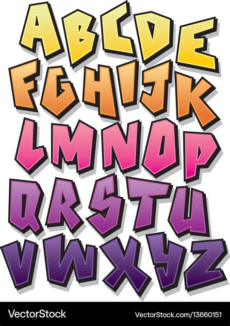 Bright Cartoon Comic Graffiti Font Alphabet Vector Image | The Best ...