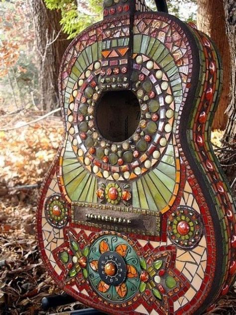 How to Mosaic Tile a Guitar | Mosaic, Mosaic art, Guitar art