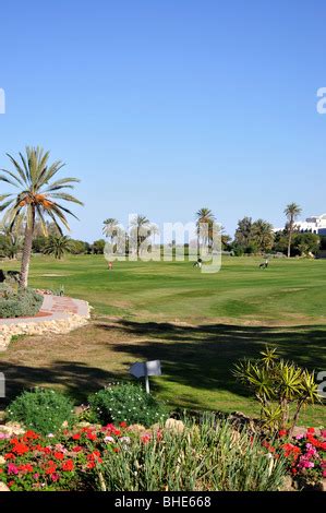 Golfers on El Kantaoui Golf Course fairway, Port El Kantaoui, Sousse ...