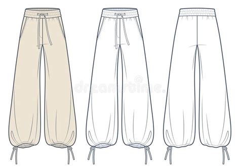 Baggy Pants Fashion Flat Technical Drawing Template. Jogger Pants Technical Fashion Illustration ...