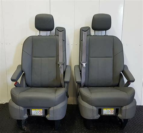 Pair of Leather Swivel Seats - Grey