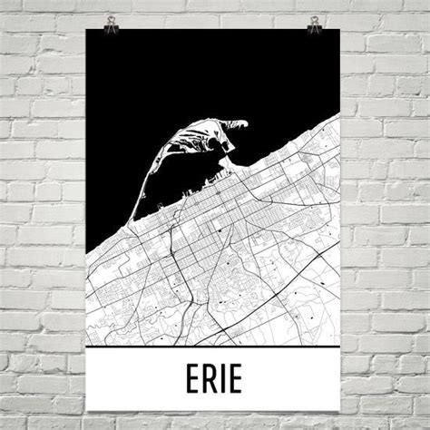 Erie PA Street Map Poster - Wall Print by Modern Map Art