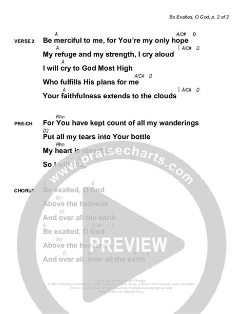 Be Exalted O God Chords PDF (Sovereign Grace) - PraiseCharts