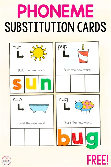 Printable Beginning Sounds Phoneme Substitution Cards | Phoneme ...