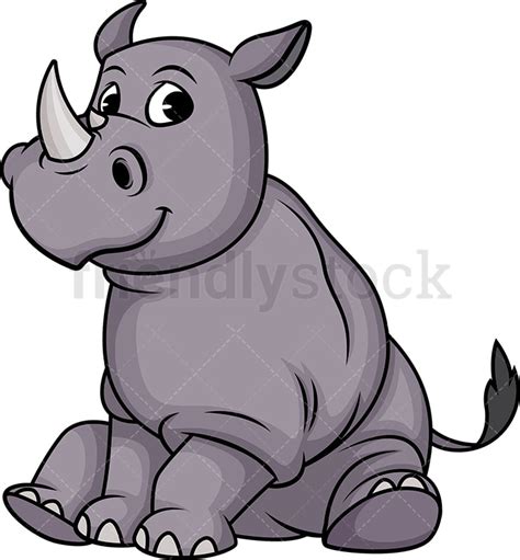 Happy Rhino Cartoon Clipart Vector - FriendlyStock