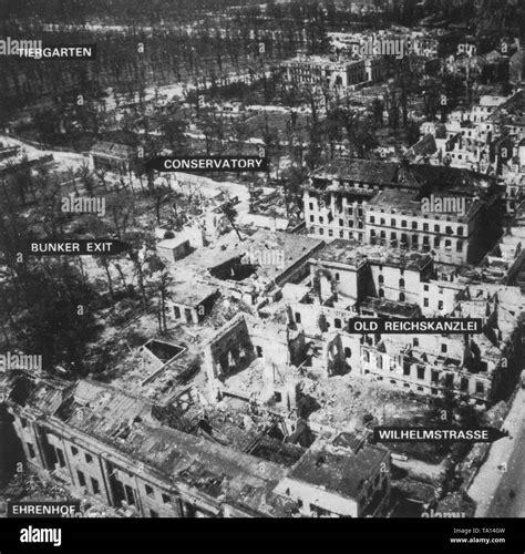 The destroyed buildings of the Old and the New Reich Chancellery in the Wilhelmstrasse in Berlin ...