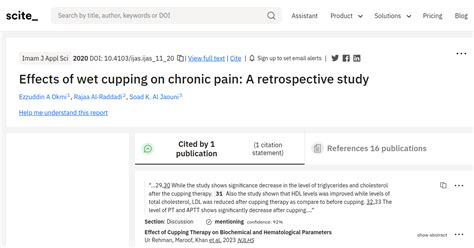 Effects of wet cupping on chronic pain: A retrospective study - [scite report]