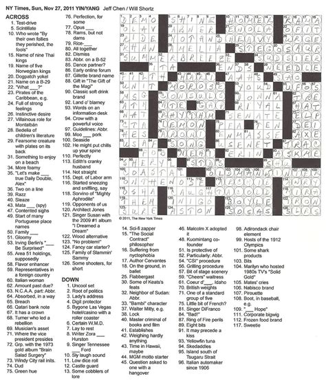 NYT Sunday Puzzle - November 27, 2011 | rozrapp | Flickr