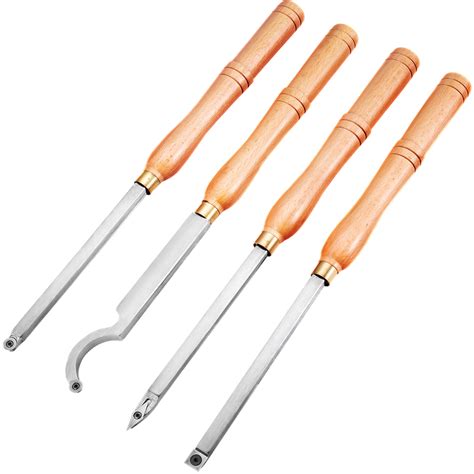 VEVOR Wood Turning Tools for Lathe 4 pcs Set, Carbide Lathe Tools with Diamond Shape, Round ...