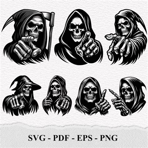 Grim Reaper Pointing Finger SVG, Ponting Finger SVG, Skeleton Pointing ...