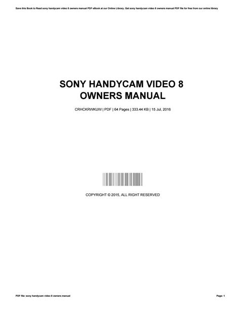 Sony handycam video 8 owners manual by StevenLee4732 - Issuu