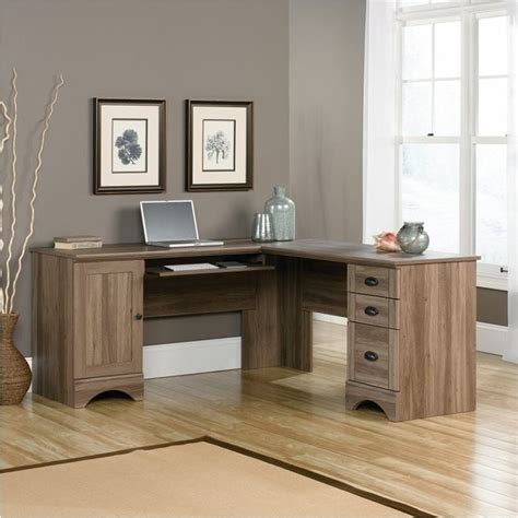 Pemberly Row L Shaped Computer Desk in Salt Oak - PR-657351