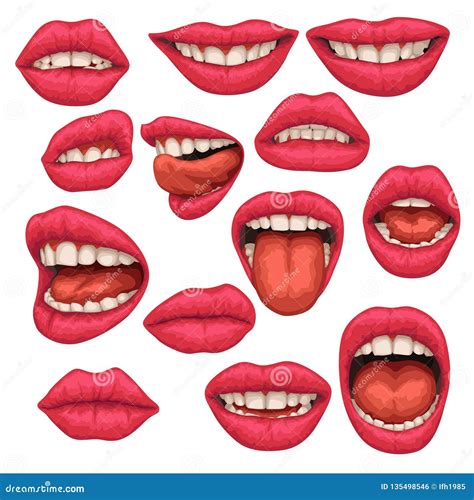 Woman mouth set stock vector. Illustration of expression - 135498546