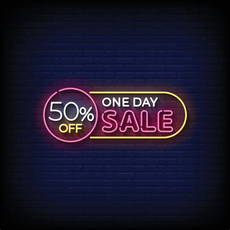 Neon Sign one day sale with brick wall background vector 34210461 ...